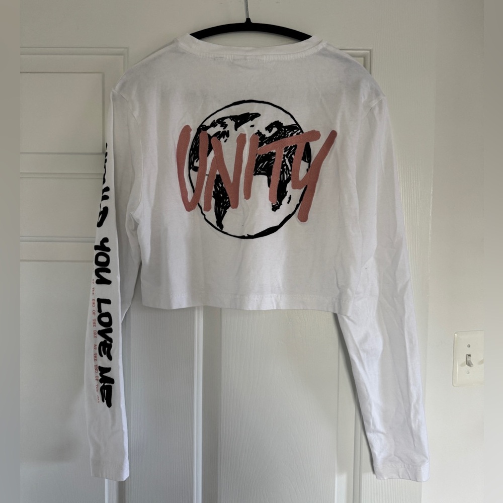 Lewis Hamilton X Tommy Hilfiger White Cropped Long Sleeve "HER." Graphic Top